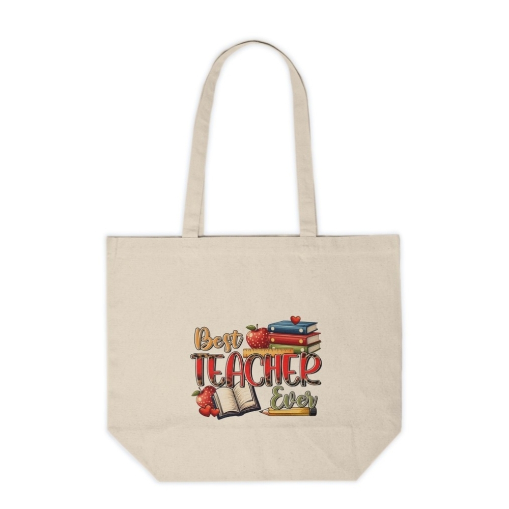 Best Teacher Ever Custom Canvas Tote Bag